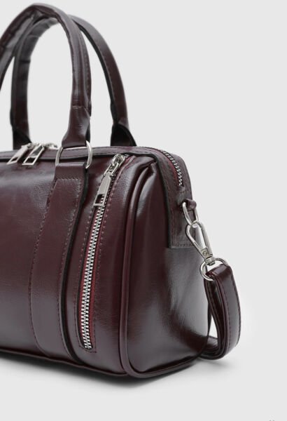 Fermuar Detaylı El Ve Çapraz Çanta Mürdüm