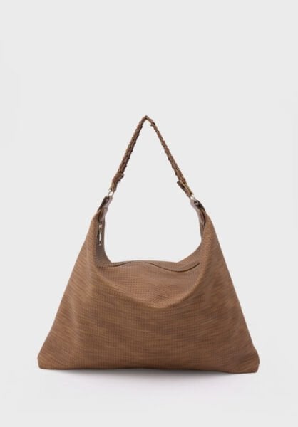 Örgülü Salaş Omuz Çantası Taba