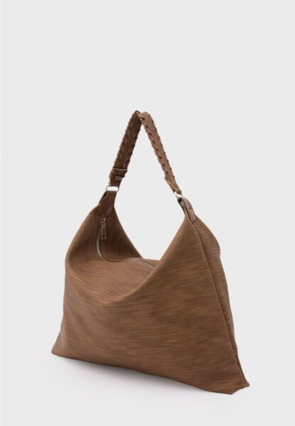 Örgülü Salaş Omuz Çantası Taba