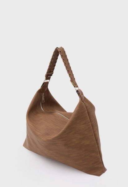 Örgülü Salaş Omuz Çantası Taba