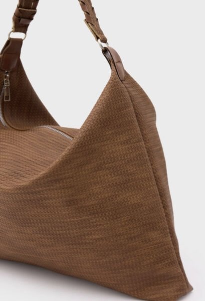 Örgülü Salaş Omuz Çantası Taba