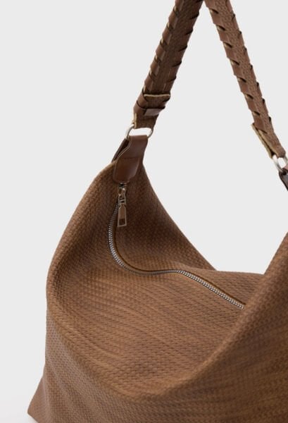 Örgülü Salaş Omuz Çantası Taba