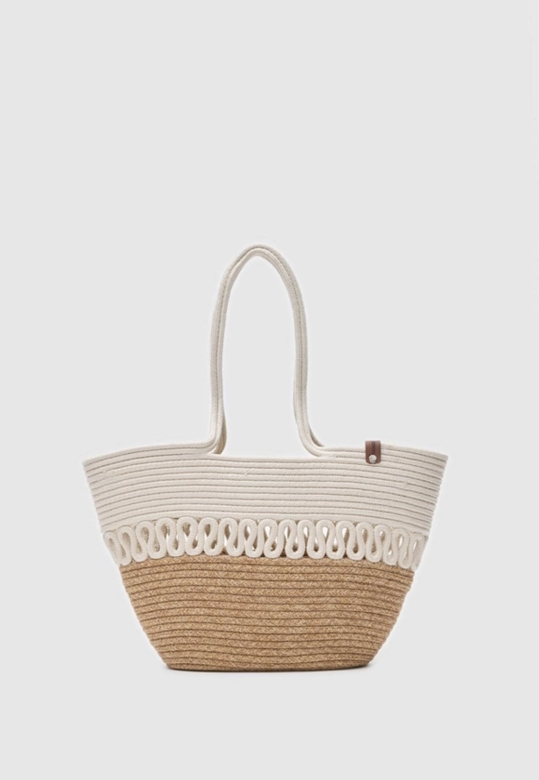 Handmade Hasır Omuz Çantası Krem