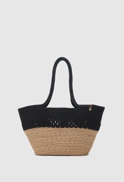 Handmade Hasır Omuz Çantası Siyah