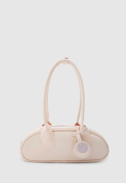 Charmlı Oval Baget Çanta Toz Pembe