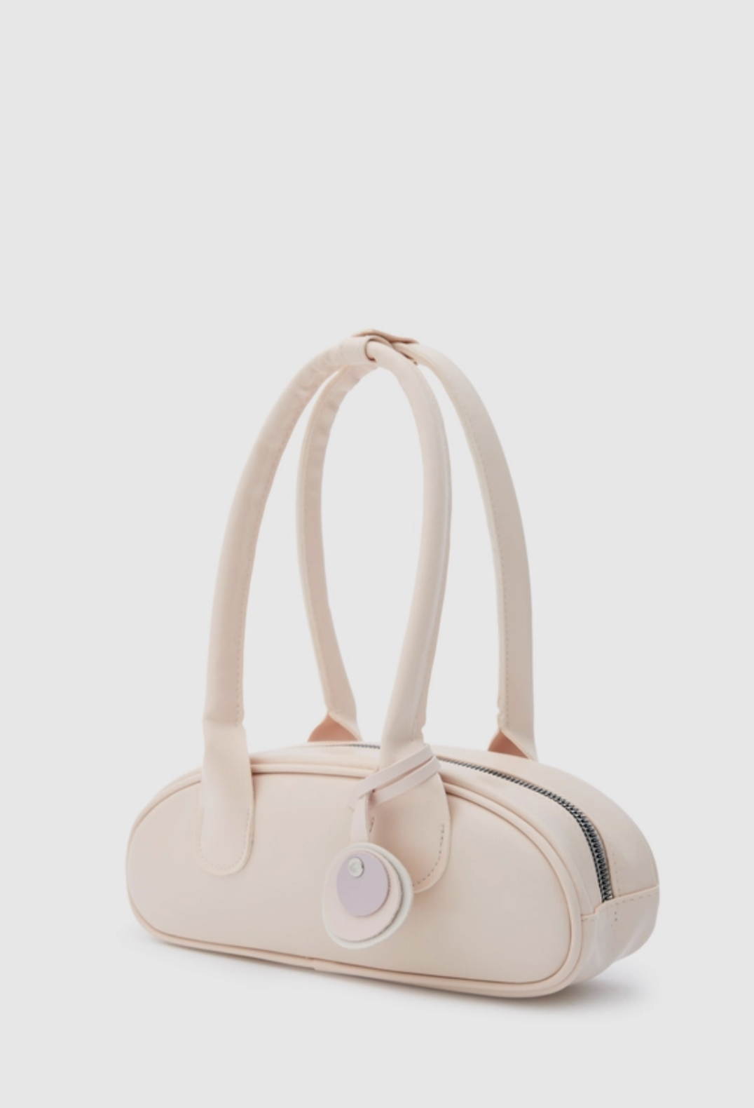 Charmlı Oval Baget Çanta Toz Pembe