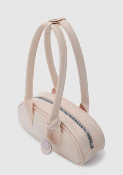Charmlı Oval Baget Çanta Toz Pembe
