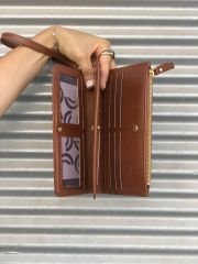 Çok Gözlü Bilek Askılı Kadın Cüzdanı Taba