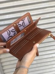 Çok Gözlü Bilek Askılı Kadın Cüzdanı Taba