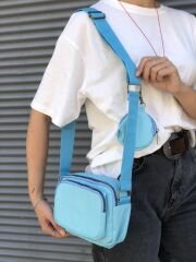 Mavi Paraşüt Kumaş Çapraz Çanta