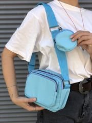 Mavi Paraşüt Kumaş Çapraz Çanta