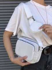 Beyaz Paraşüt Kumaş Çapraz Çanta