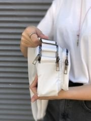 Beyaz Paraşüt Kumaş Çapraz Çanta