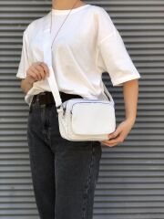 Beyaz Paraşüt Kumaş Çapraz Çanta