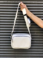 Beyaz Paraşüt Kumaş Çapraz Çanta