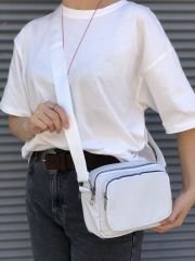 Beyaz Paraşüt Kumaş Çapraz Çanta