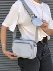 Gri Paraşüt Kumaş Çapraz Çanta