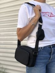 Siyah Paraşüt Kumaş Çapraz Çanta