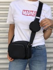 Siyah Paraşüt Kumaş Çapraz Çanta