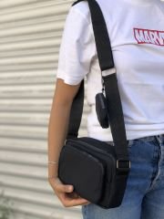 Siyah Paraşüt Kumaş Çapraz Çanta