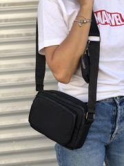 Siyah Paraşüt Kumaş Çapraz Çanta