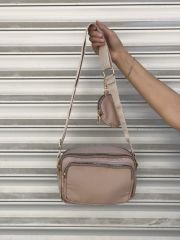 Bej Paraşüt Kumaş Çapraz Çanta