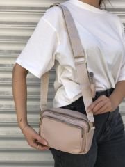 Bej Paraşüt Kumaş Çapraz Çanta