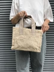 Pelüş Omuz Çantası Krem