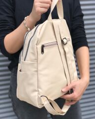 Bol Gözlü Kadın Sırt Çantası Krem