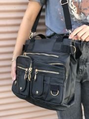 Bol Fermuarlı Kadın Omuz Çantası Siyah