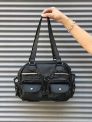 Bol Gözlü Yıkanmış Deri Kadın Omuz Çantası