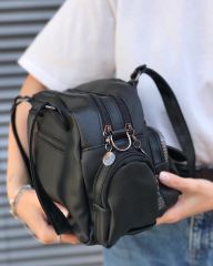 Bol Gözlü Yıkanmış Deri Kadın Omuz Çantası