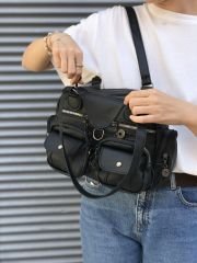 Bol Gözlü Yıkanmış Deri Kadın Omuz Çantası