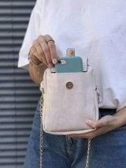 Telefon Ve Omuz Çantası Krem