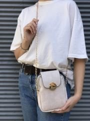 Telefon Ve Omuz Çantası Krem