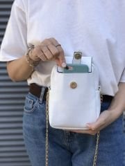 Telefon Ve Omuz Çantası Beyaz