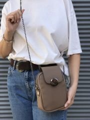 Telefon Ve Omuz Çantası Kahverengi