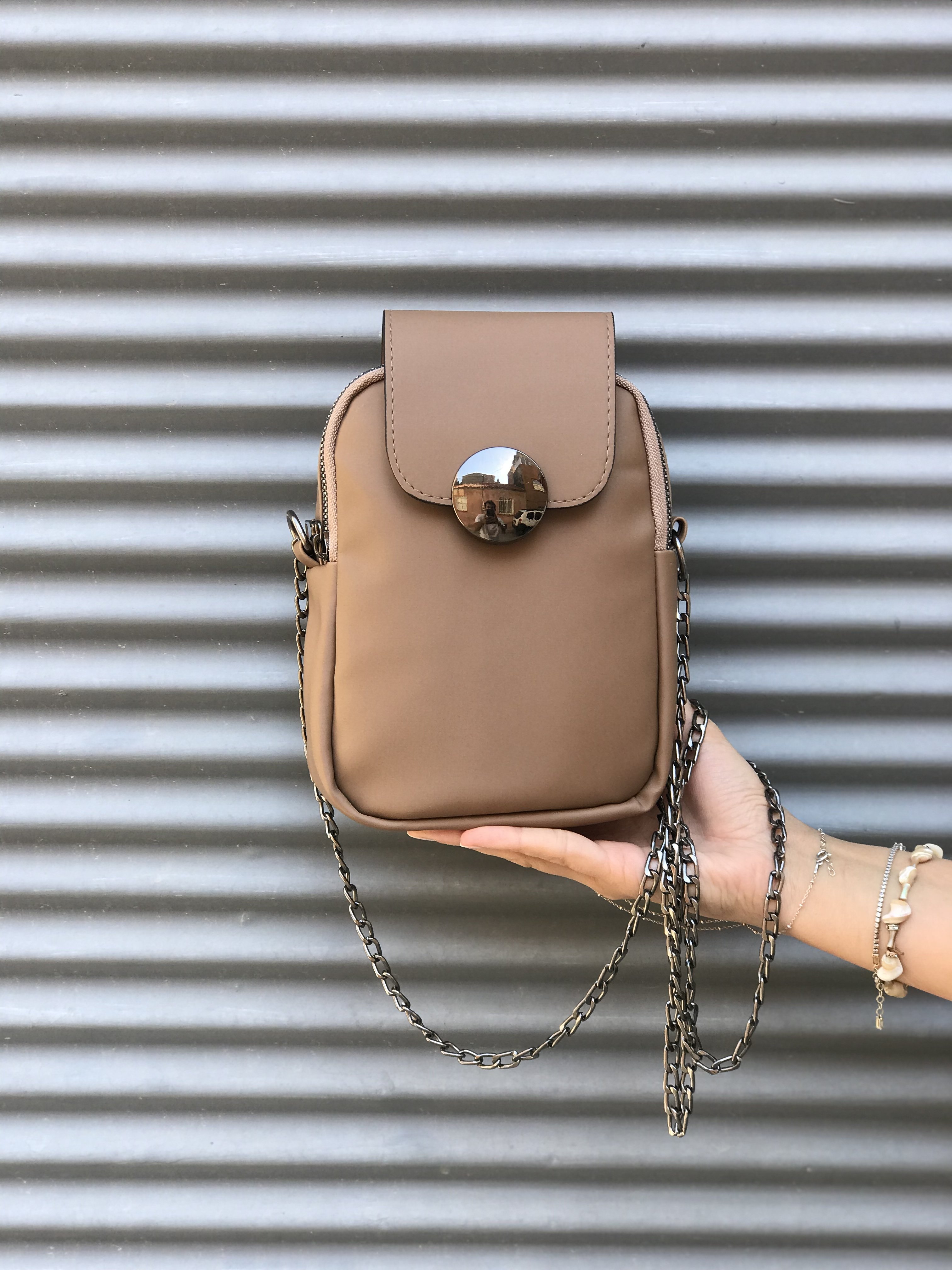 Telefon Ve Omuz Çantası Kahverengi