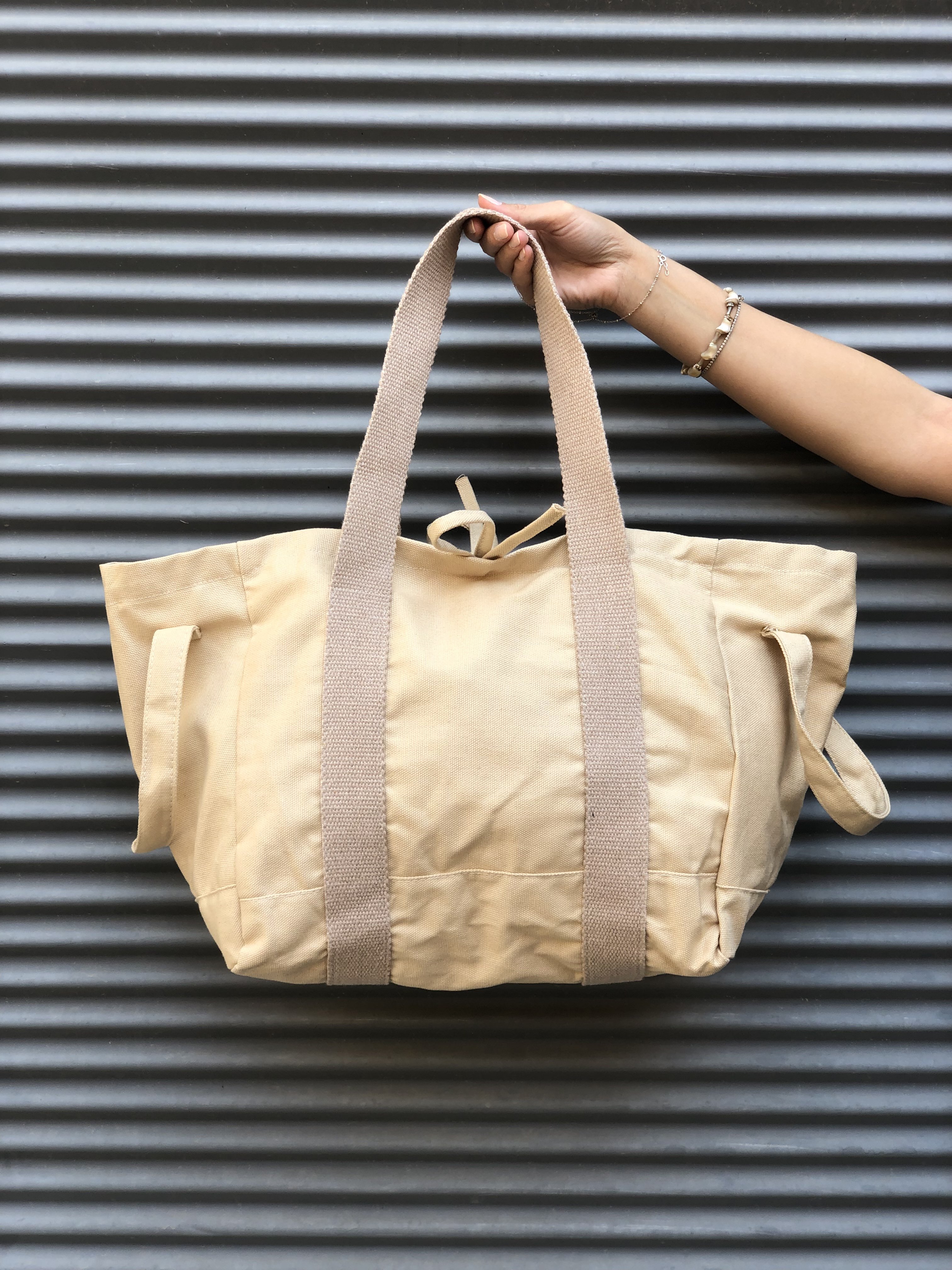 Organik Kanvas Kumaş Tote Çanta Nude