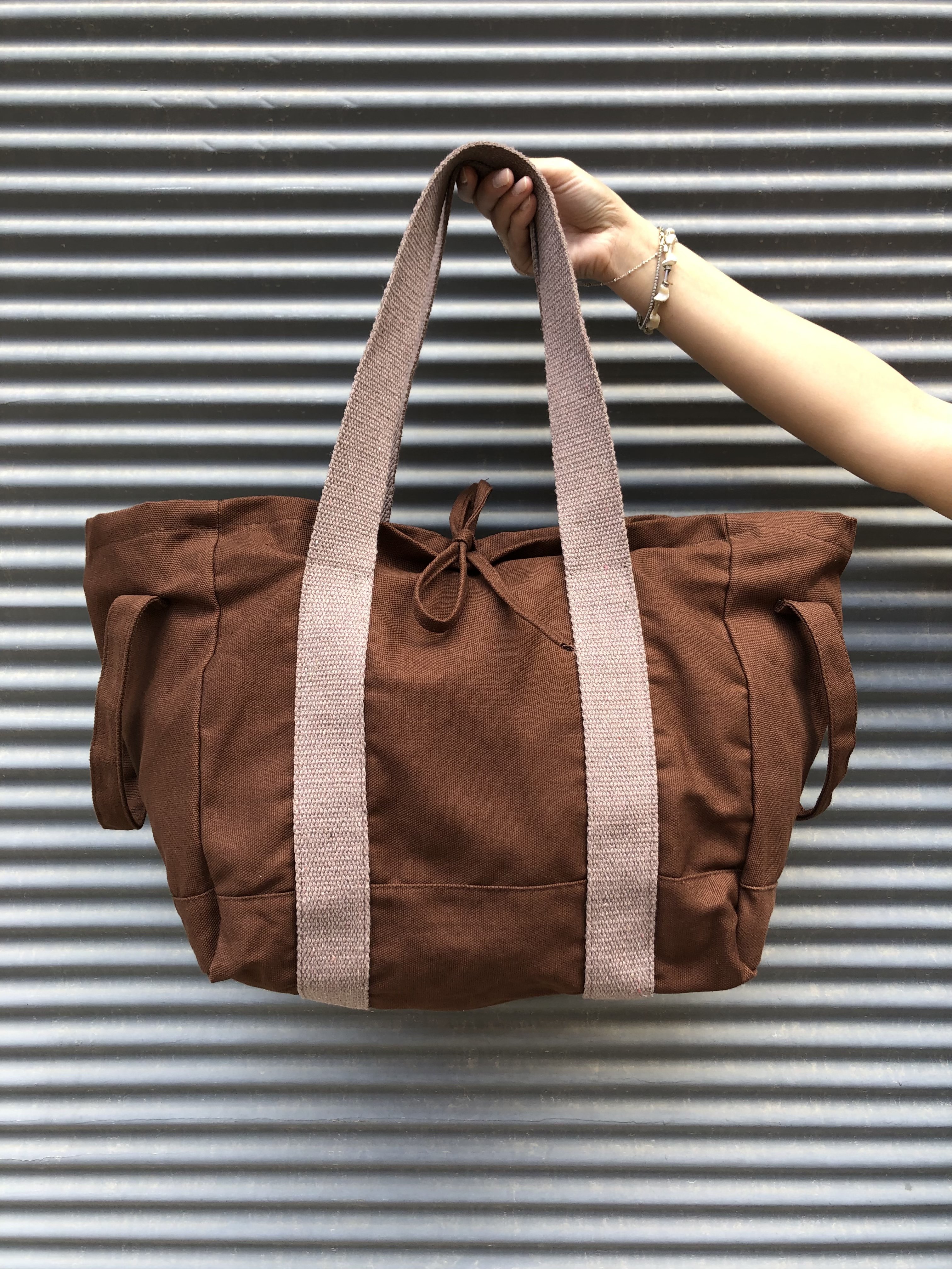 Organik Kanvas Kumaş Tote Çanta Kahverengi