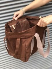 Organik Kanvas Kumaş Tote Çanta Kahverengi