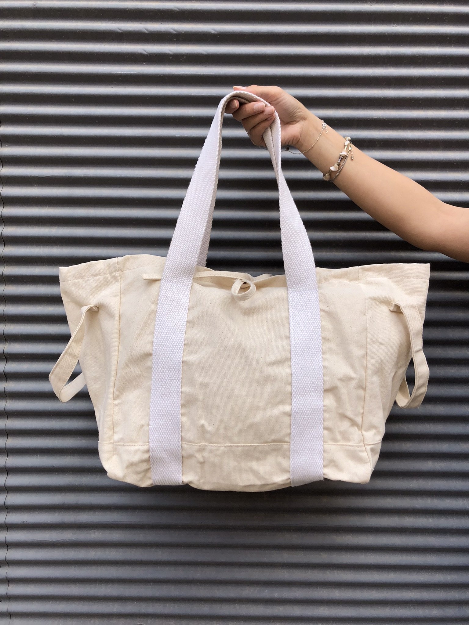 Organik Kanvas Kumaş Tote Çanta Krem