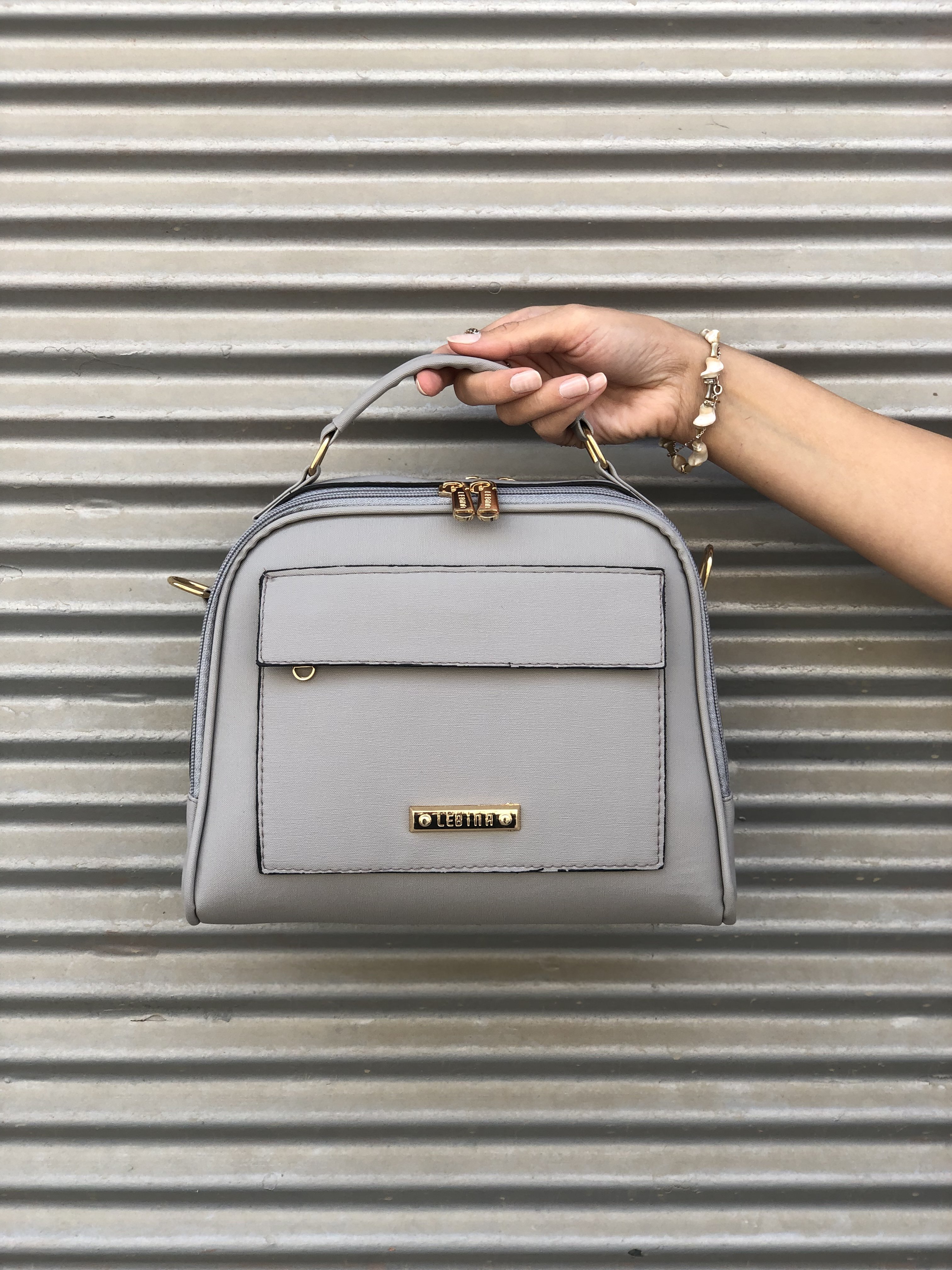 Bol Fermuarlı Kadın Omuz Çantası Gri