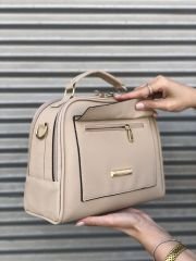 Bol Fermuarlı Kadın Omuz Çantası Nude