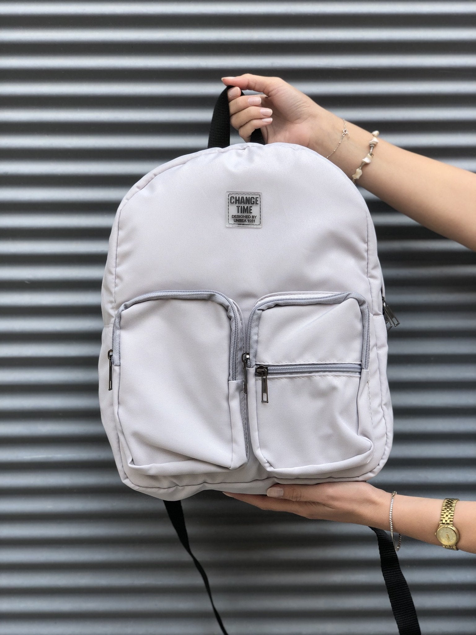 Su Geçirmez Change Time Sırt Çantası Açık Gri