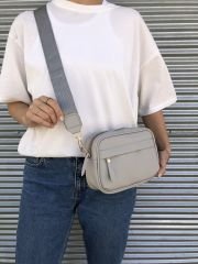 Önü Cepli Çapraz Çanta Gri