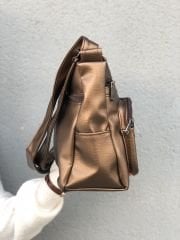 Bol Fermuarlı Yıkanmış Deri Kadın Çapraz Çanta Bakır