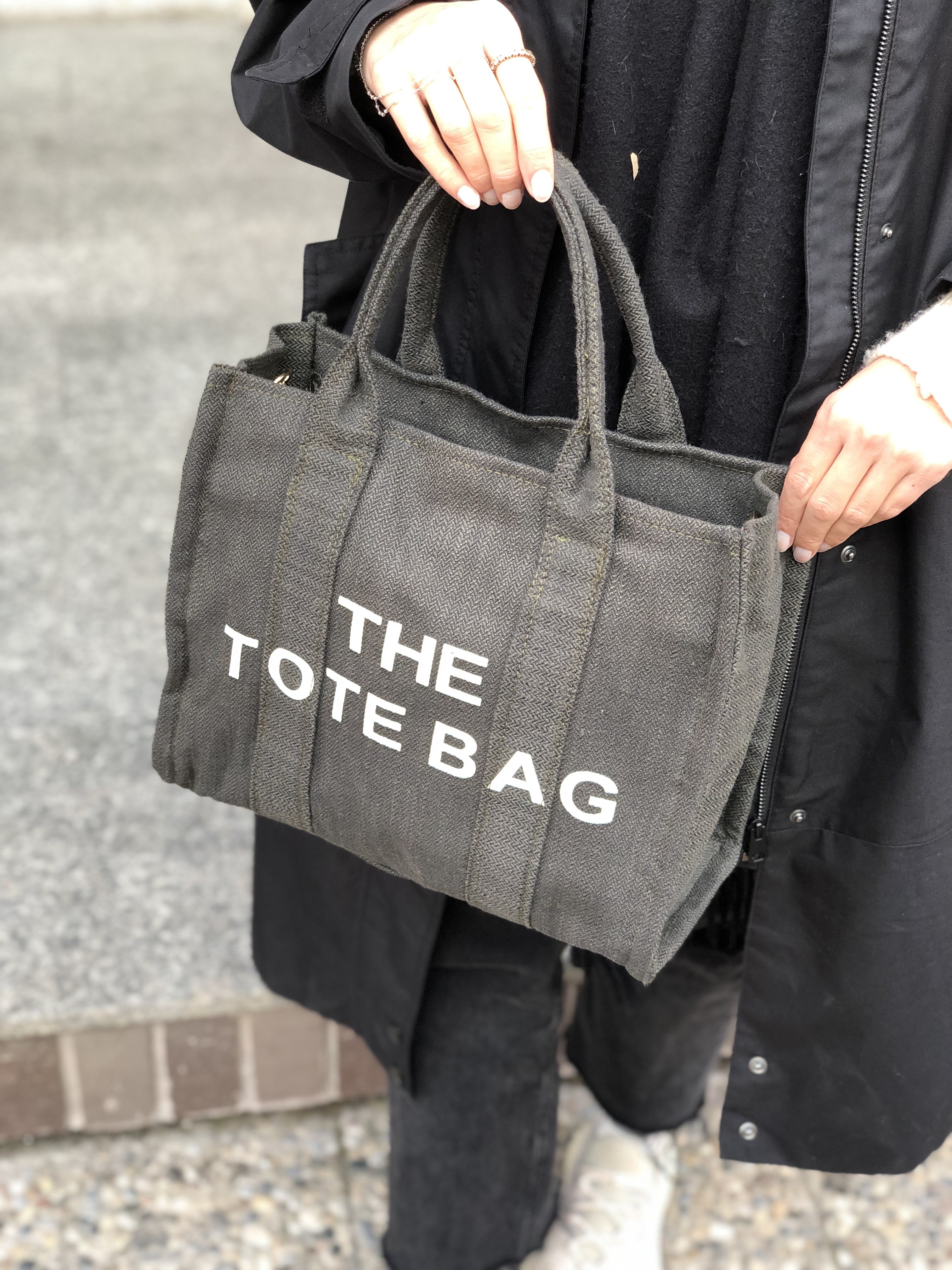 Kanvas Kumaş Kadın Tote Bag Koyu Yeşil