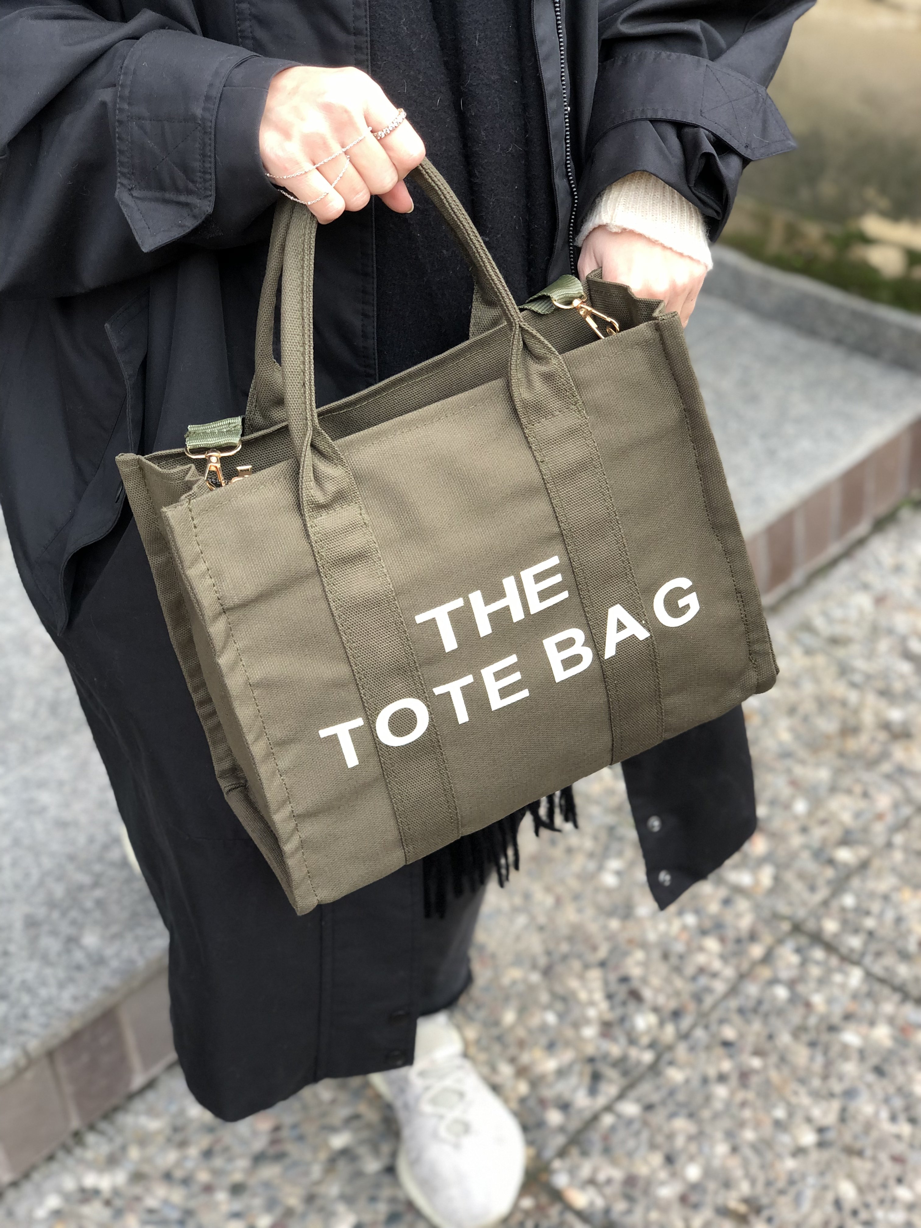 Kanvas Kumaş Kadın Tote Bag Haki