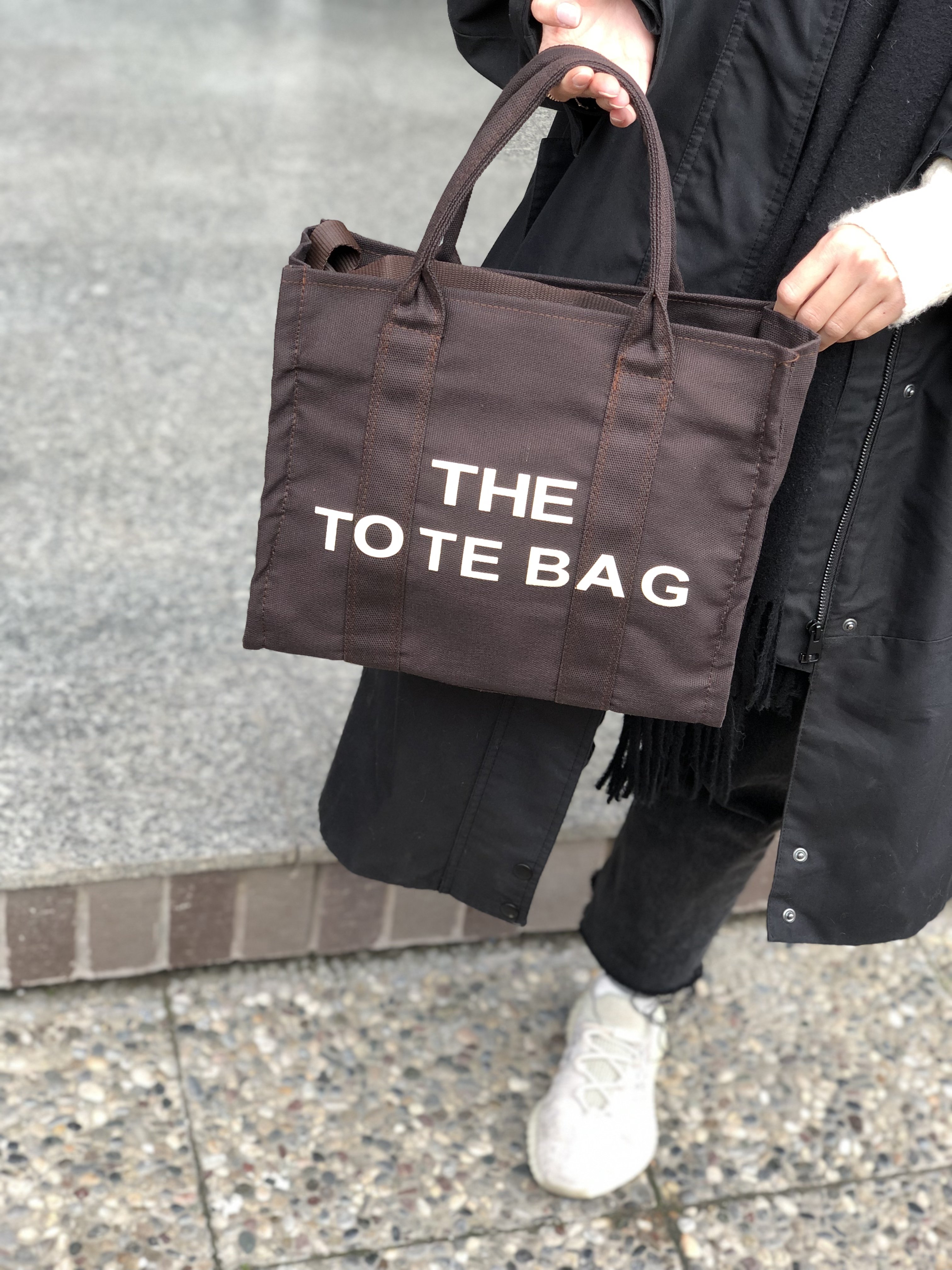 Kanvas Kumaş Kadın Tote Bag Koyu Kahverengi